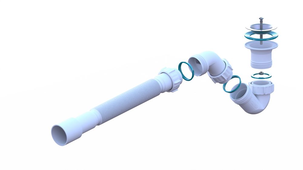 Сифон для поддона S-обр. 1 1/2-40 c гофр.трубой 40*40х50 (1450мм.) BT80145