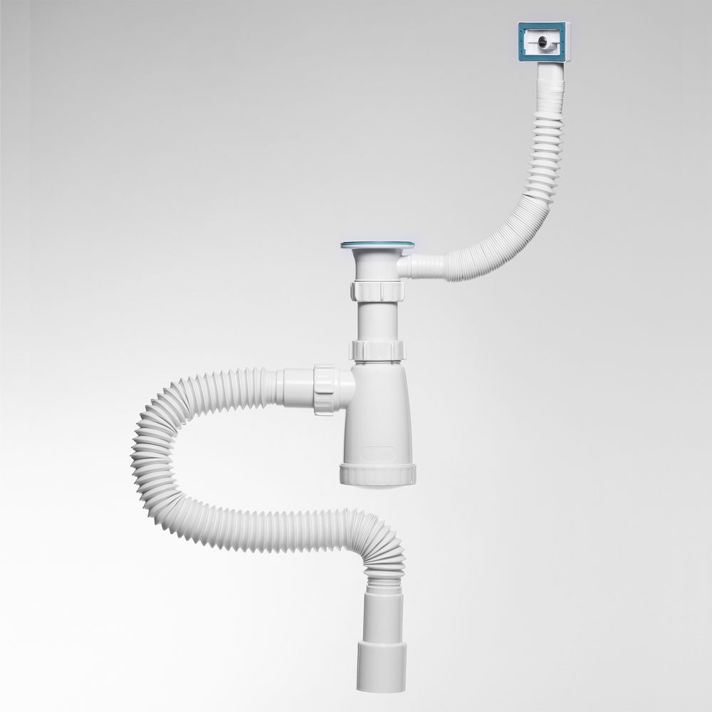 Сифон 1 1/2*40 для моек с переливом и гофр.трубой 40*40х50 (1450мм.) BG22145